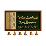 Load image into Gallery viewer, Webelkart Wooden Customised House Name Plate With Golden Bell For Home Entrance Outdoor - Door name plates | Name Plate Office Entrance (14 x 10 inches) Customized name plate