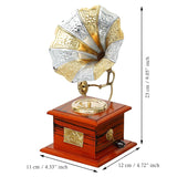 Load image into Gallery viewer, JaipurCrafts Premium Rajasthani Antique Vintage Sparkle Square Brass Gramophone Showpiece for Home Decor |Gift Item for Home and Living Room - Table Decor Item (9.5" Inches)
