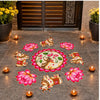 Load image into Gallery viewer, Webelkart Beautiful MDF Set of 9 Rangoli Floor with Cow and Lotus Design for Diwali,Pongal Decoration,Navratri Festival, Pooja, Home Decoration | Diwali Decoration Rangoli for Festival
