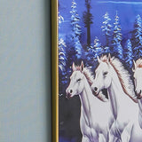 Load image into Gallery viewer, Webelkart Seven Running White Horses Wall Painting With Frame For Wall Vastu UV Print, Sunset Background Canvas Painting,Seven Horse Large Decorative Painting for Home Living Room (18" Inches)