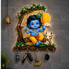 Load image into Gallery viewer, Webelkart Wooden Cute Krishna Key Holder for Home/Office Decor | 3D UV Printed Wooden Key Hanger Decorative Key Chain Holder, Diwali Gift Item(10 x 10 Inches)