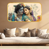 गैलरी व्यूवर में इमेज लोड करें, Webelkart Premium Radha Krishna Wall Painting with Golden Frame For Home Decor| 3D UV Printed Wooden Wall Decor | Spiritual Home Temple Living Room| Gift for Housewarming &amp; Festivals (18" In)