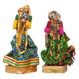 गैलरी व्यूवर में इमेज लोड करें, JaipurCrafts Handmade Multicolor Rajasthani Kisan Dolls Figurine Multicolour Recycled Material Decorative Figurines for Home Office Decor Decorative (Rajasthani Puppets-1)