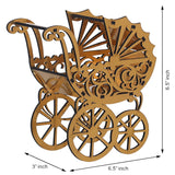 Load image into Gallery viewer, JaipurCrafts Mini Stroller, Baby Stroller, Doll Stroller Laser Cut Showpiece Home and Office Decor Handmade Wooden Gift for Kids