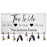 Load image into Gallery viewer, Webelkart Premium This is Us Customised Wooden Key Holder Wall Decoration Item for Home Decor Personalised Key Hanger I Key Stand I Gift Item (Size 12 x 6 inch) I 8 Hooks