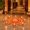 Load image into Gallery viewer, Webelkart Premium Pack of 9 Diwali Decoration Flower Rangoli Diwali Decorative Rangoli with Diya Set, Tea Light Candle Holder Floor Rangoli Festival Decor Home Decoration,Deepawali