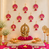 Load image into Gallery viewer, Webelkart Premium Set of 6 MDF Wood Lotus Hanging for Decoration | Handmade Wall Decor Lotus Flower Wall Hanging Decor with Jhumki,Diwali Decoration Item,Wedding &amp; Festival Item