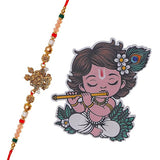 गैलरी व्यूवर में इमेज लोड करें, Webelkart Radha Krishna Designer Rakhi For Brother With Cute Krishna Fridge Magnet,Roli Chawal Pack Bottles Rakshabandhan Gift Card Hamper,Rakhi For Kids