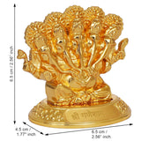 गैलरी व्यूवर में इमेज लोड करें, JaipurCrafts Premium Panchmukhi Metal Ganesha Idol Statue Showpiece for Car Dashboard, Home Temple and Office Decor |(2.5 x 1.77 x 2.56 Inches) Gold