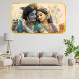 गैलरी व्यूवर में इमेज लोड करें, Webelkart Premium Radha Krishna Wall Painting with Golden Frame For Home Decor| 3D UV Printed Wooden Wall Decor | Spiritual Home Temple Living Room| Gift for Housewarming &amp; Festivals (18" In)