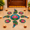 गैलरी व्यूवर में इमेज लोड करें, Webelkart Beautiful MDF Set of 9 Peacock Lotus Rangoli for Diwali Decoration | Reusable Rangoli for Home Entrance, Pooja Room, Living Room &amp; Festive Decor