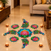 गैलरी व्यूवर में इमेज लोड करें, Webelkart Beautiful MDF Set of 9 Peacock Lotus Rangoli for Diwali Decoration | Reusable Rangoli for Home Entrance, Pooja Room, Living Room &amp; Festive Decor