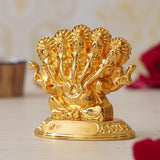 Load image into Gallery viewer, JaipurCrafts Premium Panchmukhi Metal Ganesha Idol Statue Showpiece for Car Dashboard, Home Temple and Office Decor |(2.5 x 1.77 x 2.56 Inches) Gold