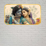 गैलरी व्यूवर में इमेज लोड करें, Webelkart Premium Radha Krishna Wall Painting with Golden Frame For Home Decor| 3D UV Printed Wooden Wall Decor | Spiritual Home Temple Living Room| Gift for Housewarming &amp; Festivals (18" In)