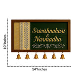 Load image into Gallery viewer, Webelkart Wooden Customised House Name Plate With Golden Bell For Home Entrance Outdoor - Door name plates | Name Plate Office Entrance (14 x 10 inches) Customized name plate