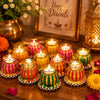 गैलरी व्यूवर में इमेज लोड करें, Webelkart Premium Set of 12 Handmade Damru Tealight Diwali Diya for Home Decoration,Diwali Diyas Tealight Candle Holders, Multicolour,Pooja Decor Item