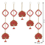 गैलरी व्यूवर में इमेज लोड करें, JaipurCrafts Handmade Lotus Door Wall Hanging |Toran Bandhanwar| Wall Hanging Door Hanging for Diwali/Toran for Door Set of 5 (20x4) Inch Multicolor