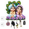 Load image into Gallery viewer, Webelkart Premium Cute Radha Krishna Key Holder for Home/Office Decor | 3D UV Printed Wooden Key Hanger Decorative Key Chain Holder (10 x 10 Inches (Multi)