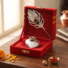 गैलरी व्यूवर में इमेज लोड करें, Webelkart Beautiful Handmade Silver Kumkum Box With Leaf And Red Velvet,Roli|Chawal|Chandan|Haldi|Kumkum Puja Box|Roli Chawal Box,Pooja Artical,Sindoor Box- Diwali Gift Item