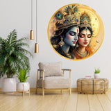 Load image into Gallery viewer, Webelkart Radha Krishna Wall Painting with Golden Frame For Home Decor | 3D UV Printed Wall Decor for Living Room, Bedroom &amp; Temple | Home Decoration Item (12 Inches)
