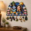 Load image into Gallery viewer, Webelkart Premium Radha Krishna Wooden Key Holder for Home Decor, Wall Mount Key Hanger, Key Chain Holder for Wall, Living Room, Pooja Room (Blue)