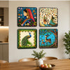 Load image into Gallery viewer, Webelkart Premium Set of 4 Indian Folk Art MDF Wall Paintings For Home Decor | Peacock, Deer, Royal Couple &amp; Floral Lady | Decorative Wall Art Panels for Living Room, Bedroom, Office &amp; Home Decor | ( 8 x 8 Inches )