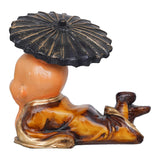 Load image into Gallery viewer, JaipurCrafts Little Baby Laughing Buddha with Umbrella Child Monk Statue Showpiece - 15.24 cm Child Monk for Home/Office Décor Buddha Showpiece Gift Set