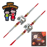Load image into Gallery viewer, Webelkart Set of 2 Shiva Designer Rakhi for Bhaiya Bhabhi with Fridge Magnet,Rakhi for Brother Bhabhi, Raksha Bandhan Gift Pack for Brother Sister with Greeting Card and Roli Chawal