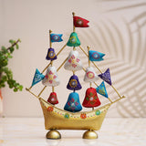Load image into Gallery viewer, JaipurCrafts Premium Painted Metal Boat with Flags Vastu Showpiece | Ship Showpiece Home and Office Decor (15&quot; Inches Multicolor)
