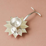 Load image into Gallery viewer, Webelkart Premium Silver-Plated Lotus Diya with Bell Gift Set in Premium Velvet Box | Decorative Pooja Accessories for Home Temple, Housewarming, Wedding &amp; Festive Gifting Diwali Gift Item Pooja Bell