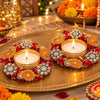 गैलरी व्यूवर में इमेज लोड करें, Webelkart Premium Tealight Candle Holder Decorative Candle Holder with Handwork Diwali Gifts,Candles with Wax for Ganesh Chaturthi Laxmi Pooja Temple Rangoli Diya,PO2