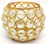 Load image into Gallery viewer, JaipurCrafts Premium Set of 2 Votives Bowl Crystal Tea Light Candle Holder for Diwali Decor |TeaLight Candle Holders for Home Decor Diwali Gift Item (3" Inches Set of 2 Gold)