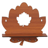 Load image into Gallery viewer, Webelkart Wooden Lotus Shape Key Holder with Wall Shelf, Key Holder with 5 Keys Hooks (Wood Color) Key Holder for HomeOffice Decor (Wood Color)