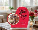 Load image into Gallery viewer, Webelkart Premium Valentine's Day Love heart Shape Customizable Table Stand With photo Uploaded For Home Decor And Gifts | Personalized Valentine's Stand (15 x 10 Cm)