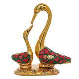 Load image into Gallery viewer, Webelkart Metal Kissing Duck Showpiece for Home Decor,Swan Couple Showpiece for Home |Stone Work Tabletop Statue for Living Room, Bedroom, &amp; Gift Purpose and Office Decor (5" Inches)