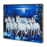 Load image into Gallery viewer, Webelkart Seven Running White Horses Wall Painting With Frame For Wall Vastu UV Print, Sunset Background Canvas Painting,Seven Horse Large Decorative Painting for Home Living Room (18" Inches)