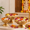 Load image into Gallery viewer, Webelkart Premium Lotus Taj Bowl Urli Candle Stand with Floating Diya,Iron &amp; Gold Diya Vase Set for Wedding, Party, Home/Diwali Decoration Gold Finish Decorative Flower Bowl, Set of 3