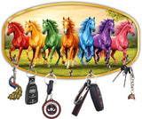 Load image into Gallery viewer, Webelkart Decorative Wooden Seven Horse Key Holder for Home Decor,Wall Mounted Key Organizer, Key Chain Holder,Key Hanger for Living Room (11 x 6 Inches)
