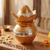 Load image into Gallery viewer, Webelkart Antique German Silver Plated Pooja Kalash with Coconut for Pooja Decor with Red Velvet Box/Swastik Kalash for Puja Temple/Diwali Gift Item/mangal Kalash (5" inches) (Gold)