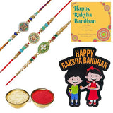 गैलरी व्यूवर में इमेज लोड करें, Webelkart Premium Combo Of 3 Rakhi With Free Wooden Raksha Bandhan Magnet Gift For Bhaiya Bhabhi.Rakhi For Brother and Sister,Lumba Rakhi For Bhabhi, Rakhi Gift Combo Pack