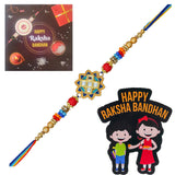 Load image into Gallery viewer, Webelkart Flower Designer Rakhi for Brother with Magnet for Home, Raksha Bandhan Combo Pack, Rakhi for Brother/Sister Greeting Card and Roli Chawal