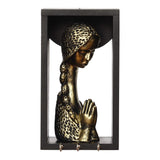 Load image into Gallery viewer, JaipurCrafts Beautiful Welcome Lady Showpiece Figurine with Wooden Shelf and Key Hanger (9.50&quot; x 4.00&quot; x 5.00&quot;) (Polyresine, Wood)