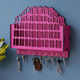 Load image into Gallery viewer, Webelkart Premium Hawamahal Shape Keys Hanger Wooden Key Holder for Home/Office Decor, Key Holder for Wall Decor Key Stand Holder (13&quot; Inches) Pink