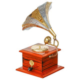 Load image into Gallery viewer, JaipurCrafts Premium Rajasthani Antique Vintage Sparkle Square Brass Gramophone Showpiece for Home Decor |Gift Item for Home and Living Room - Table Decor Item (9.5" Inches)
