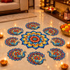 गैलरी व्यूवर में इमेज लोड करें, Webelkart Premium MDF Set of 9 Peacock Lotus Rangoli for Diwali Decoration 8 Peacock and 1 Big Flower in Center PES | Reusable Rangoli for Home Entrance, Pooja Room, Living Room &amp; Festive Decor