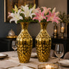 Load image into Gallery viewer, Webelkart Premium Metal Hammered Decorative Golden Flower Vase Set of 2 for Home Décor Tabletop Vases for Living Room, Dining Table, Bedroom &amp; Office | Elegant Flower Pot Diwali Decor (13" Inches)