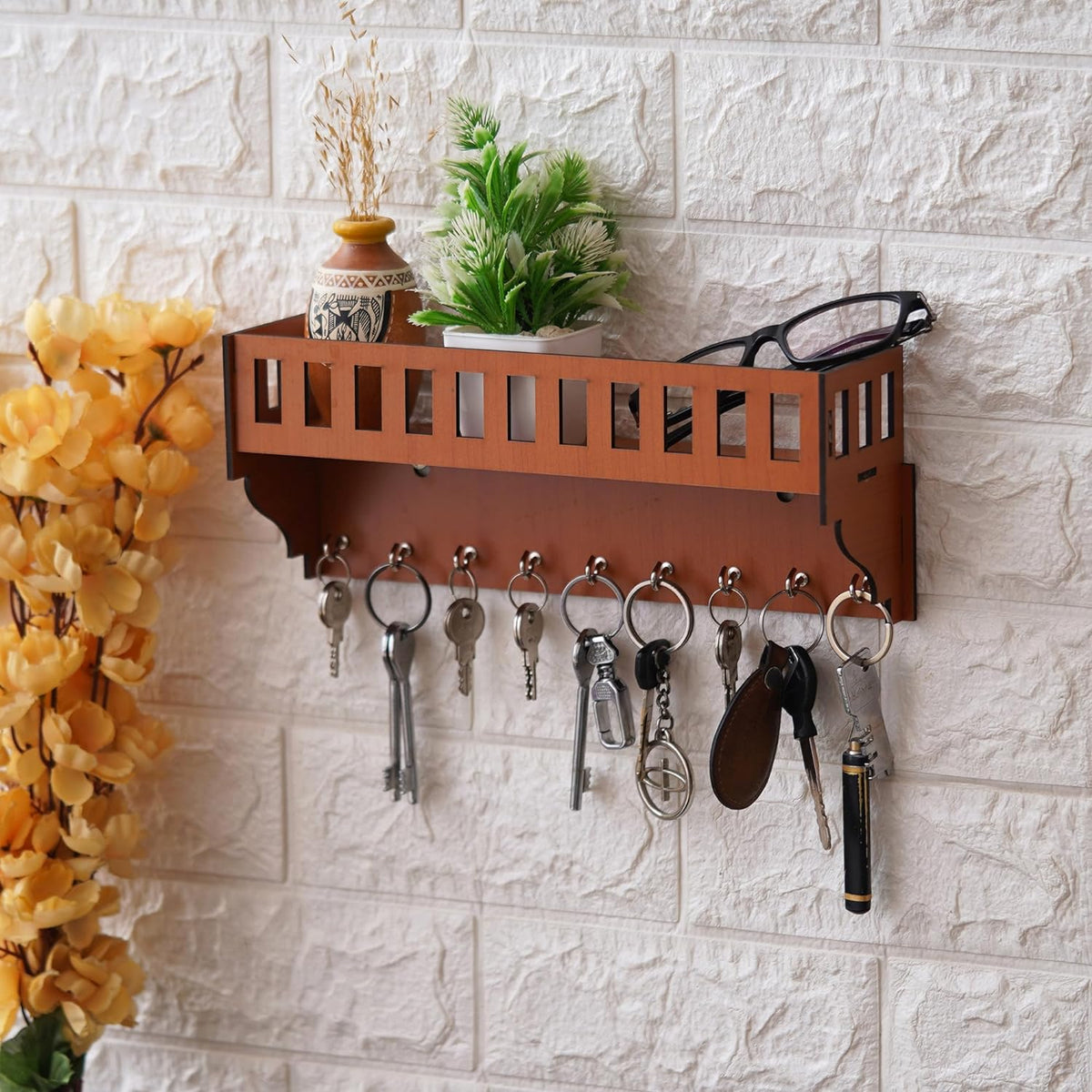 Webelkart Premium Wooden Key Chain Wall Hanging Key Holder Diwali ...
