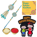 गैलरी व्यूवर में इमेज लोड करें, Webelkart Rakhi With Fridge Magnet Gift for Brother and Bhabhi,Raksha Bandhan Gift For Brother And Sister,Rakhi For Bhaiya and Bhabhi,Couple Combo Set With Greeting Card And Roli Chawal