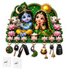 गैलरी व्यूवर में इमेज लोड करें, Webelkart Premium Radha Krishna Wooden Key Holder for Home Decor, Wall Mount Key Hanger, Key Chain Holder for Wall, Living Room, Pooja Room (Green)