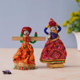 गैलरी व्यूवर में इमेज लोड करें, JaipurCrafts Handmade Multicolor Rajasthani Kisan Dolls Figurine Multicolour Recycled Material Decorative Figurines for Home Office Decor Decorative (Rajasthani Puppets-2)